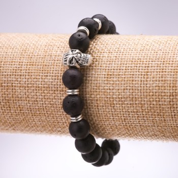 Brățară Lavă cu Craniu, diametrul 10 mm, lungime 18 cm, pe elastic