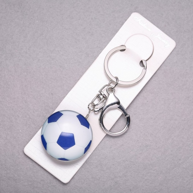 Breloc Sport Minge de fotbal 3D albastră, lungime 10 cm