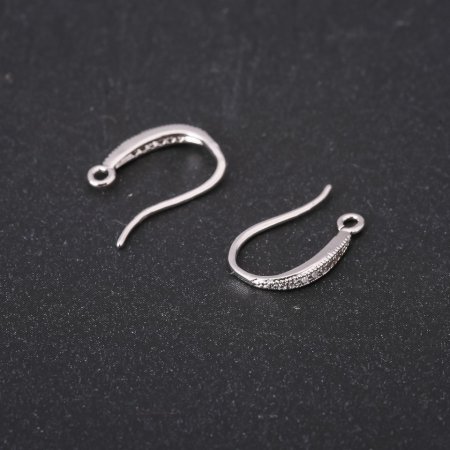 Știfturi pentru cercei cu cristale, 14×2 mm, metal argintiu, preț pentru pereche