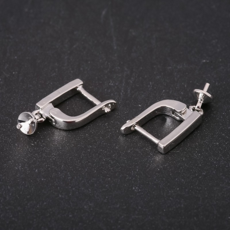 Știfturi pentru cercei cu șină 15×20×2 mm, metal argintiu, preț pentru o pereche
