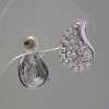 Cercei stud cu cristale albe, 12x18 mm, metal argintiu