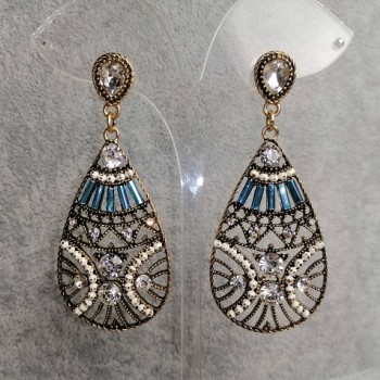 Сережки довгі "Золота Краса" золотистий метал, довжина 7 см