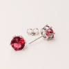 Cercei Xuping cu știfturi, montură în coroană, cu piatră roșie, diametru 8 mm, placare cu rodiu