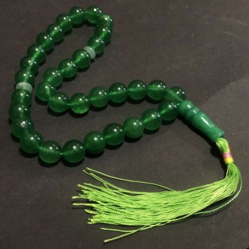 Mătănii din piatră chrysoprase, 33 mărgele, diametrul de 10 mm+
