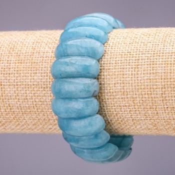 Brățară din acvamarin, zale de 25×10 mm, lungime 18 cm, pe elastic