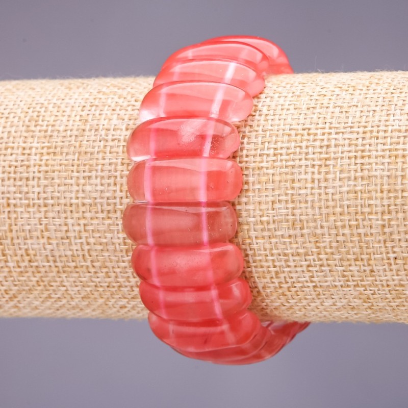 Brățară din turmalin pepene, zale 25×10 mm, lungime 18 cm pe elastic