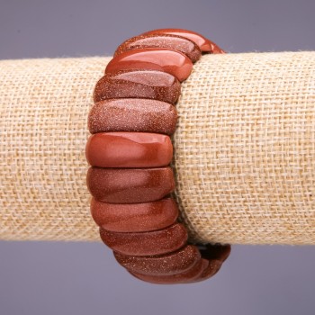 Brățară din aventurin, nisip auriu, zale 25×10 mm, lungime 18 cm, pe elastic