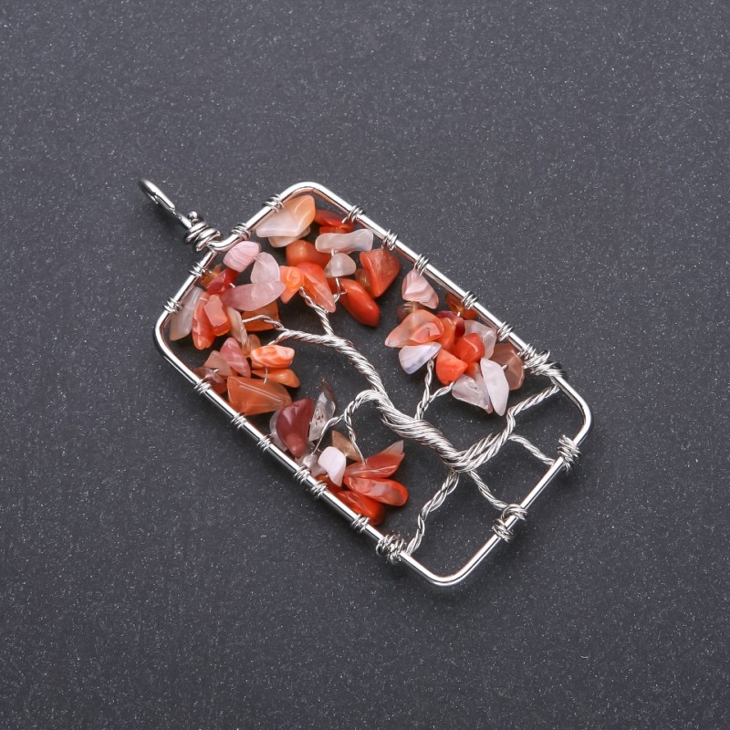 Pandantiv „Copacul fericirii” din carneol, diametrul 36×73 mm