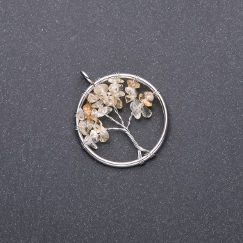 Pandantiv „Copacul fericirii” Citrin, diametrul de 30 mm