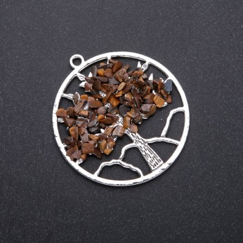 Colier „Copacul Fericirii” din ochi de tigru, diametrul 57 mm