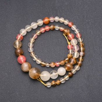 Mărgele din calcedonie artificiale, șir de mărgele cu bile netede în creștere, diametrul 6–14 mm, lungime 44 cm