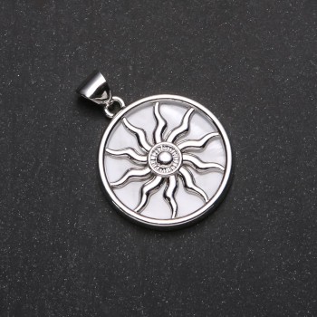 Pandantiv Yarilo din sidef alb, diametrul 32 mm