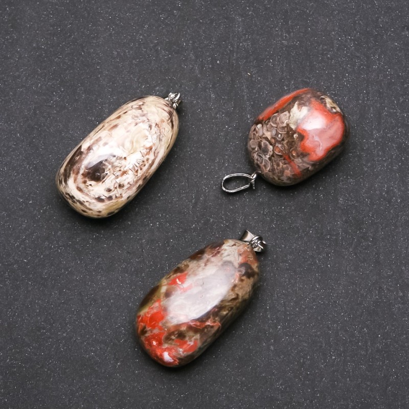 Pandantiv din piatră naturală jasper Picasso 20×41 mm (±)
