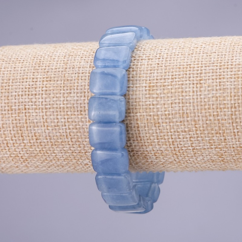 Brățară din acvamarin artificial, zale 10×14 mm, pe elastic