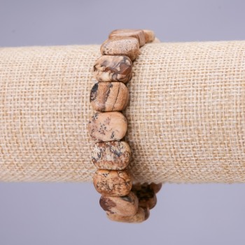 Brățară cu zale din jasper peisaj, 10x14 mm, pe elastic