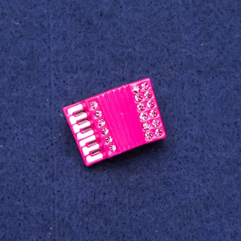 Broșă acordeon cu cristale, metal roz 24×17 mm