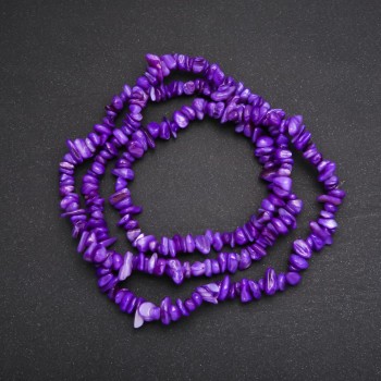 Mărgele pe fir de nylon din sidef tonifiat, granule, diametrul 7 mm (+/-), lungime 80 cm