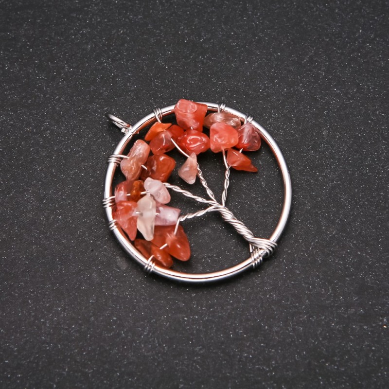 Pandantiv «Copacul fericirii» din carnelian, diametrul 30 mm