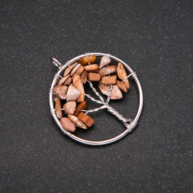 Pandantiv «Copacul fericirii» din jasper peisaj, diametrul 30 mm