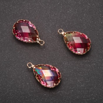 Pandantivul „Picătură” culoare galben-vișiniu, ramă aurie 13×21 mm