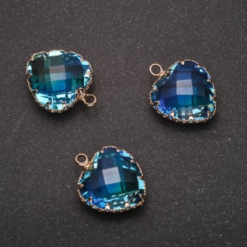 Pandantiv «Inimă» în culoare albastru-galben, montură aurie 16x20 mm