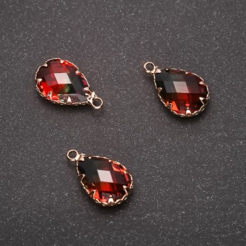 Pandantiv 'Picătură' în nuanță verde-portocalie, montură aurie 10×17 mm