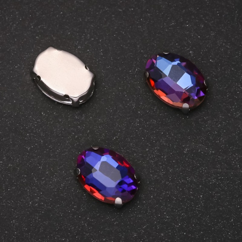 Cristal cusut oval 10×14 mm albastru-indigo (10 buc./pachet)