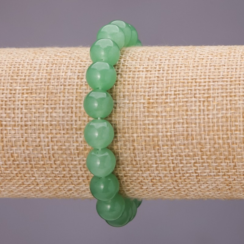 Brățară pe elastic din nefrit, mărgele netede, diametrul 10(+/-)mm, lungime 18 cm