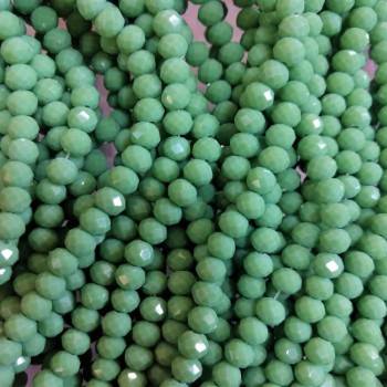 Mărgele din cristal ceh, pe șnur, diametru 6 mm, mate, culoare verde mazăre