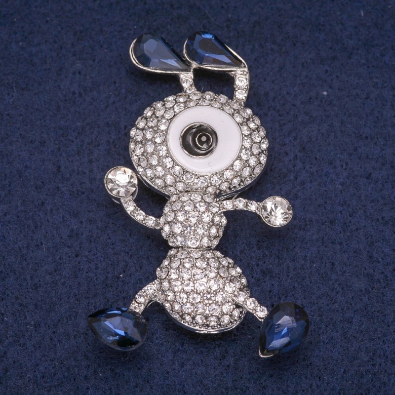 Broșă cu furnică în cristale, metal argintiu 35x56 mm