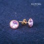 Cercei stud Xuping cu cristale Swarovski mov, diametrul de 10 mm, placare cu aur 18K