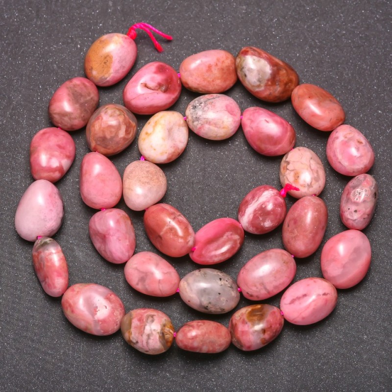 Mărgele din piatră naturală rodocrozit - fațetate, diametrul 8x10 mm, lungime 38 cm