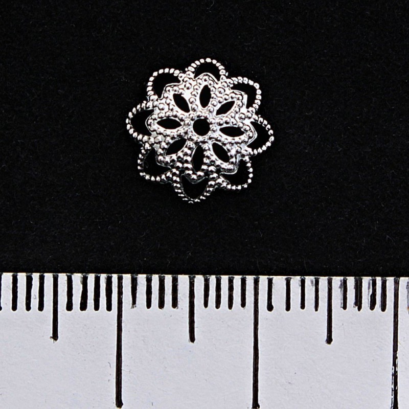 Capace decorative pentru mărgele „Pălăuș”, model paietat, culoare argintiu, 10 mm, set 24 buc