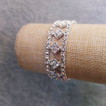 Brățară cu strasuri „șahmată” cu două rânduri, elastică, circumferință 17 cm