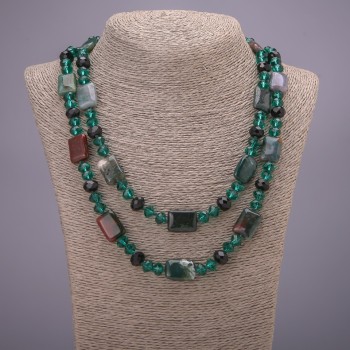 Уцінка Намисто довге "Сузір'я Оріона" нат камінь Яшма, "чеський кришталь", довжина 120см