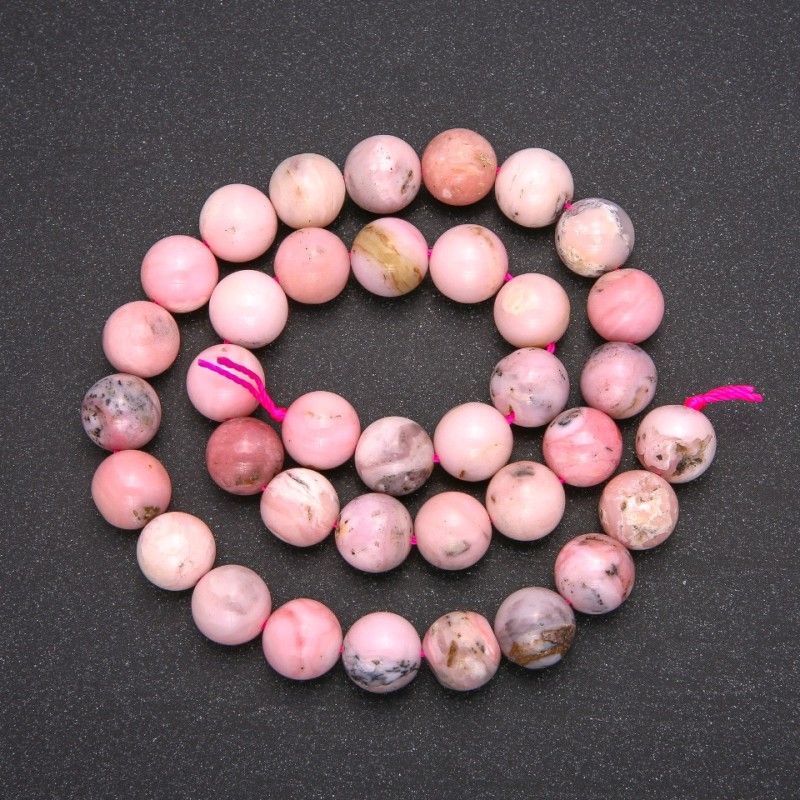 Mărgele din piatră naturală – opal roz, bilă netedă, diametrul 10 mm (+/-), lungime 38 cm