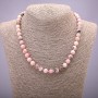 Colier din piatră naturală opal roz, bile netede, diametru 8 mm (±), lungime 45 cm