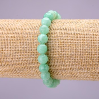 Brățară din piatră naturală jadeit birman, bile netede, diametrul de aproximativ 8 mm, pe elastic, lungime 18 cm