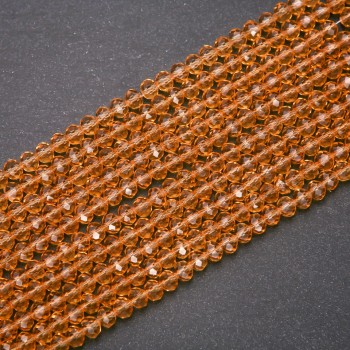 Mărgele din cristal ceh, nuanță chihlimbar transparentă, formă rondel, diametrul 6x4 mm, șnur de 5 (+/-) mm, lungime 38 cm