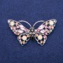Broșă fluture încrustată cu cristale, 35×68 mm, metal argintiu
