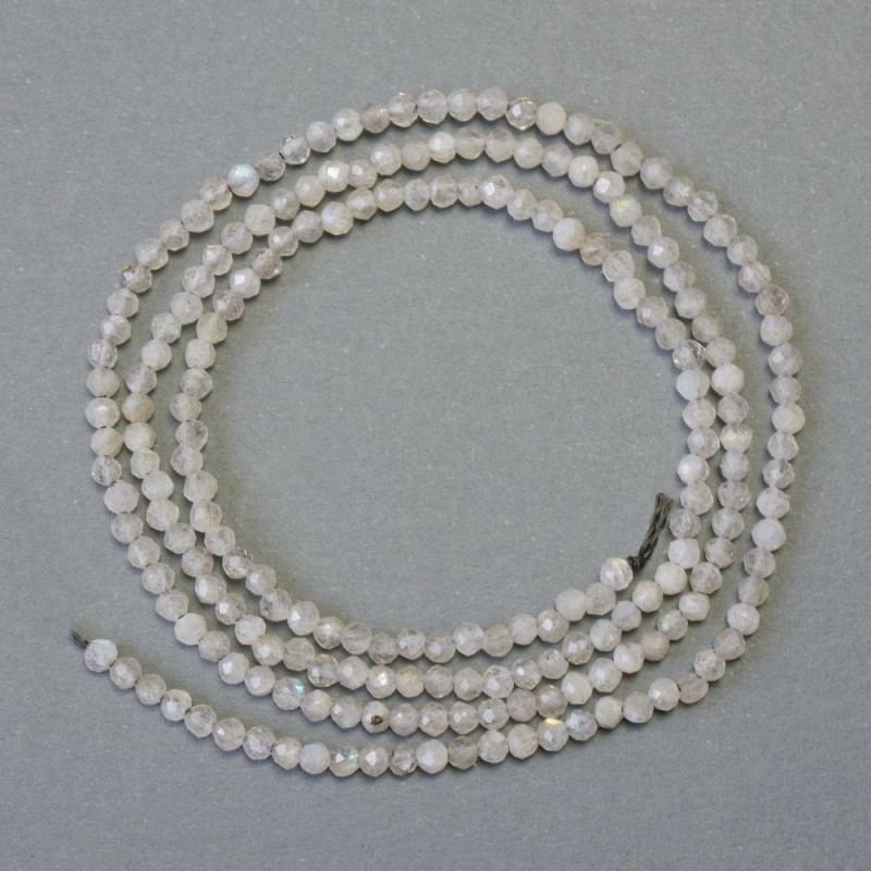 Mărgele pe șnur din labradorit, bilă fațetată, diametrul de 2 mm (±), lungimea 38 cm