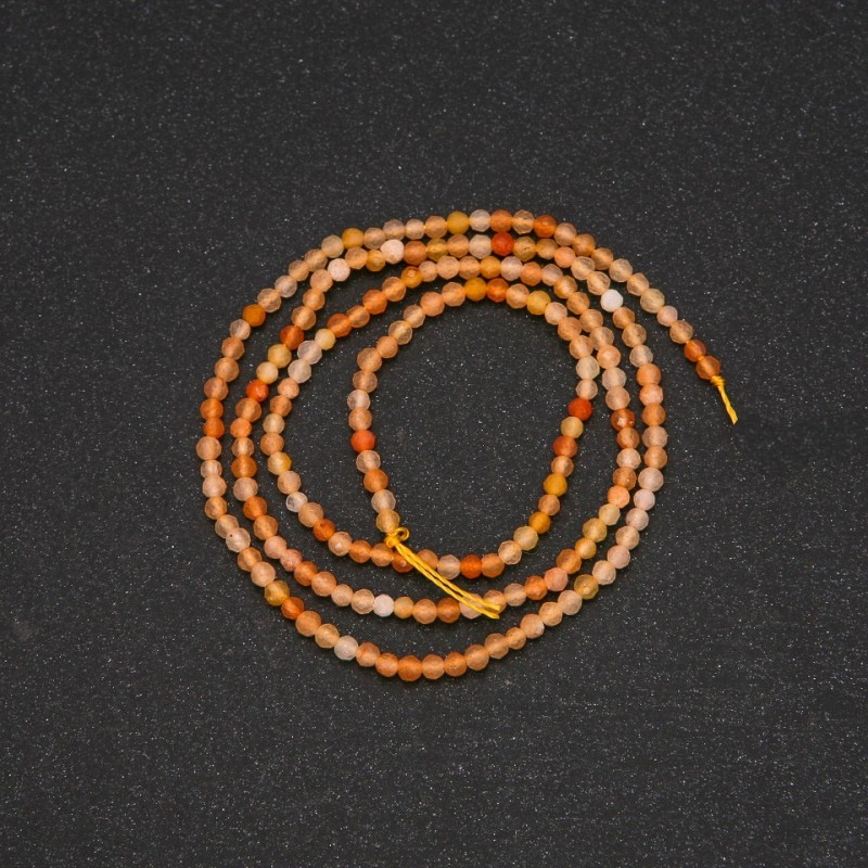 Mărgele din citrin, facetate, sferice, diametrul 2 mm (+/-), lungime 38 cm