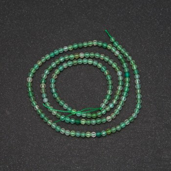 Mărgele de nefrit pe șnur, bilă facetată, diametrul de 2,5 mm (+/-), lungime 38 cm