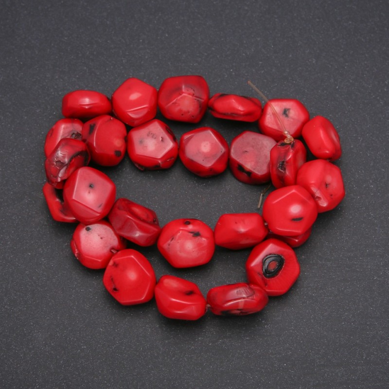 Mărgele din coral natural, tăiate, diametrul 13–17 mm (+/-) (Preț pentru 100 g)