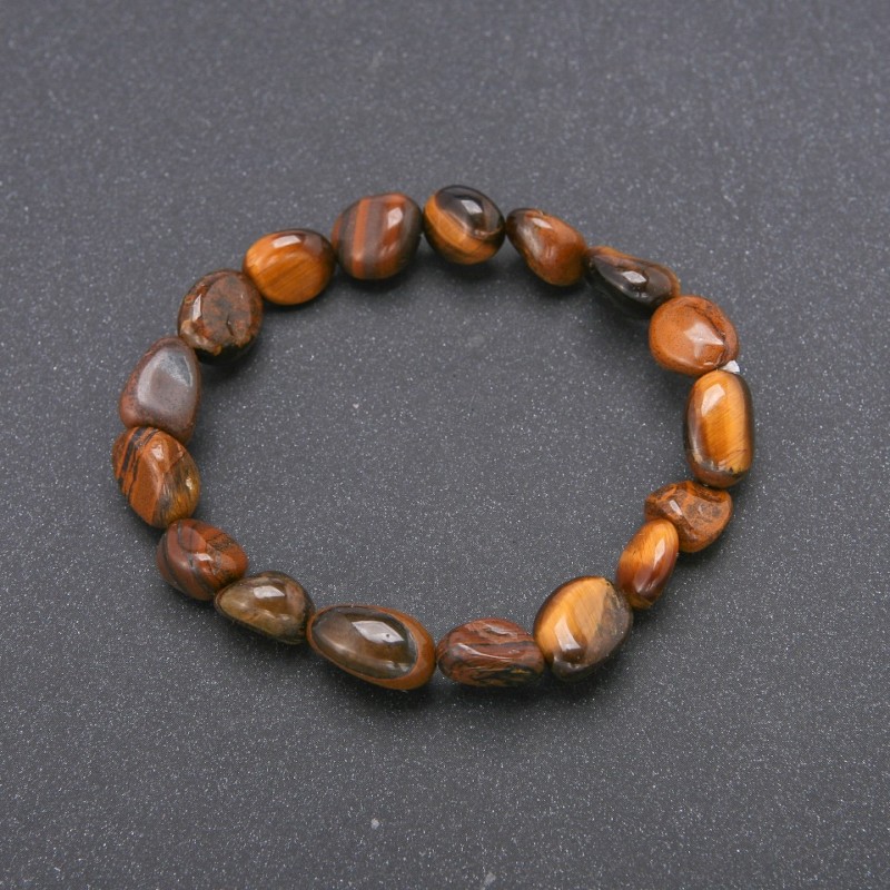 Brățară elastică din ochi de tigru fațetat, 10×12 mm, circumferința 18 cm