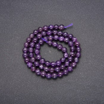 Mărgele din piatră naturală ametist, formă sferică netedă, diametrul 6,5 mm, lungime 38 cm