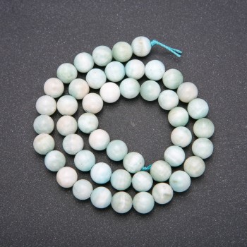 Mărgele din piatră naturală de Larimar, formă sferică netedă, diametrul de 8 mm (+/-), lungime 38 cm