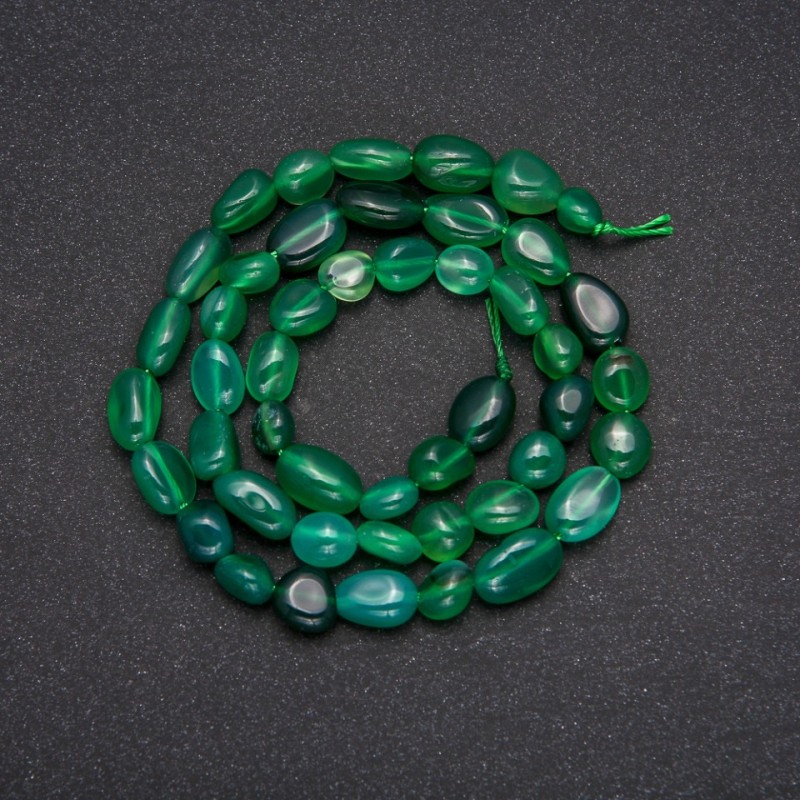 Mărgele din agat verde, fațetate, diametrul 8x12 mm, lungimea 38 cm