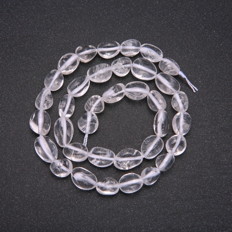 Mărgele din piatră naturală – cristal de munte, formă galetă, diametru 8×10 mm (±), lungimea șnurului 38 cm