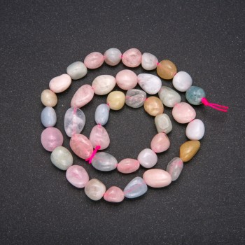 Perle din piatră naturală Morganit – formă rondelle, diametrul 9x12 mm, lungimea 38 cm